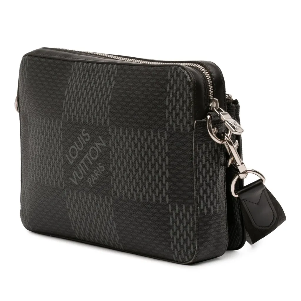 Louis Vuitton Damier Graphite 3D Trio Messenger Bag Black Good - Back View