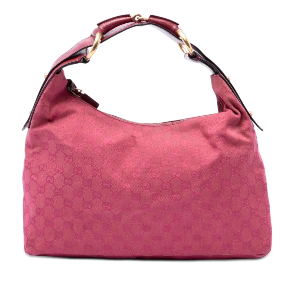 Gucci GG Canvas Horsebit Hobo Pink Very good - Front View