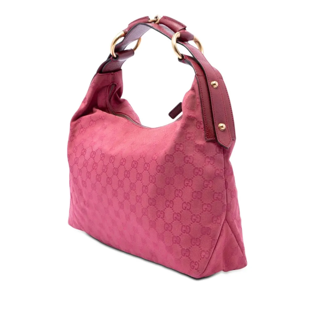 Gucci GG Canvas Horsebit Hobo Pink Very good - Back View