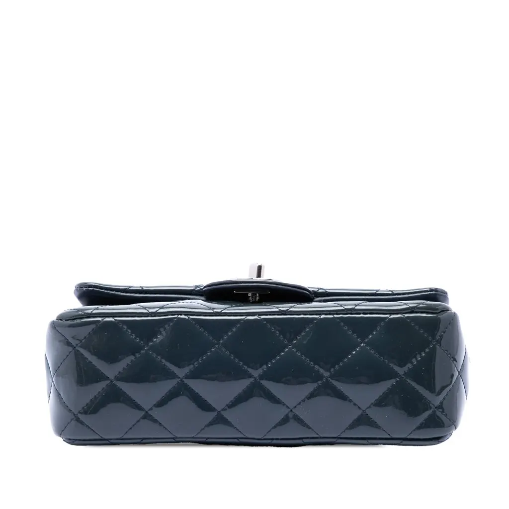 Chanel Mini Rectangular Classic Patent Single Flap Blue Leather Very good - Inside View