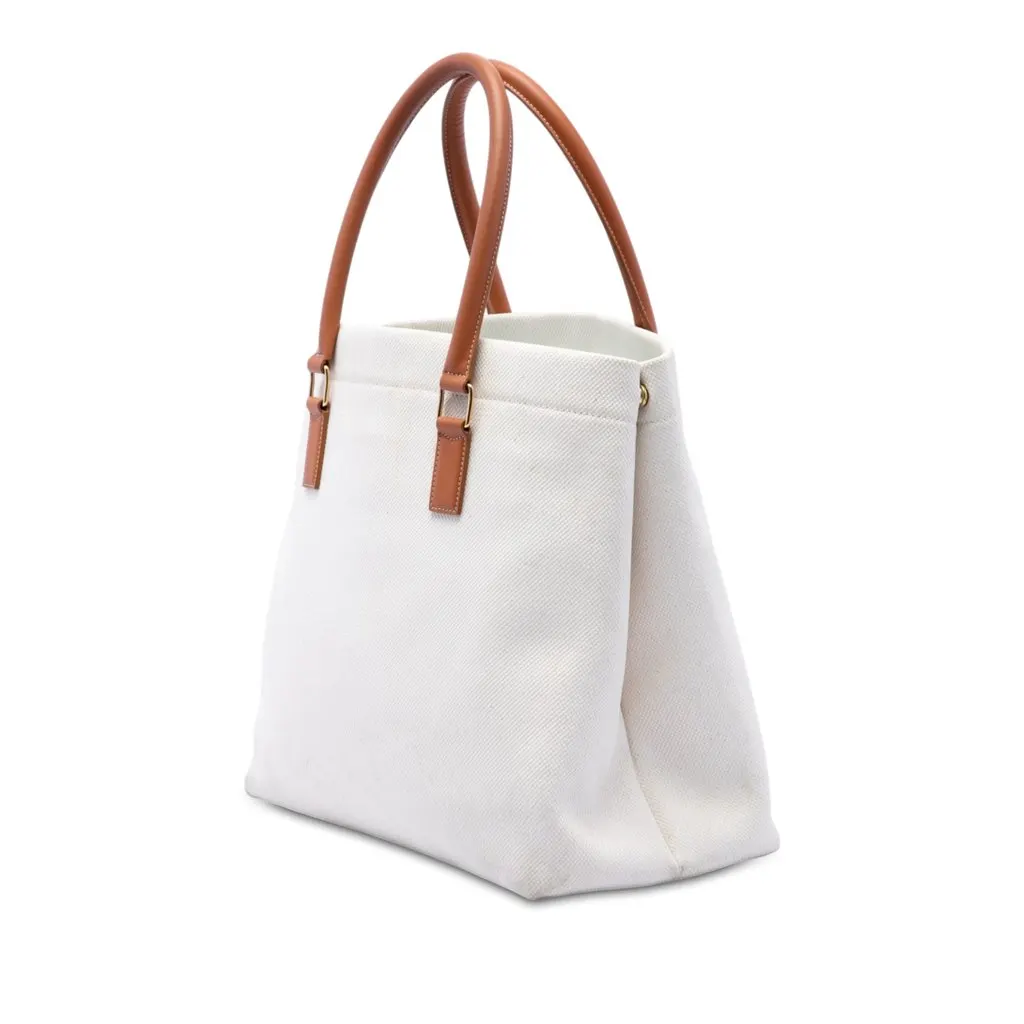 Celine Small Canvas Logo Print Horizontal Cabas Tote Brown Very good - Back View