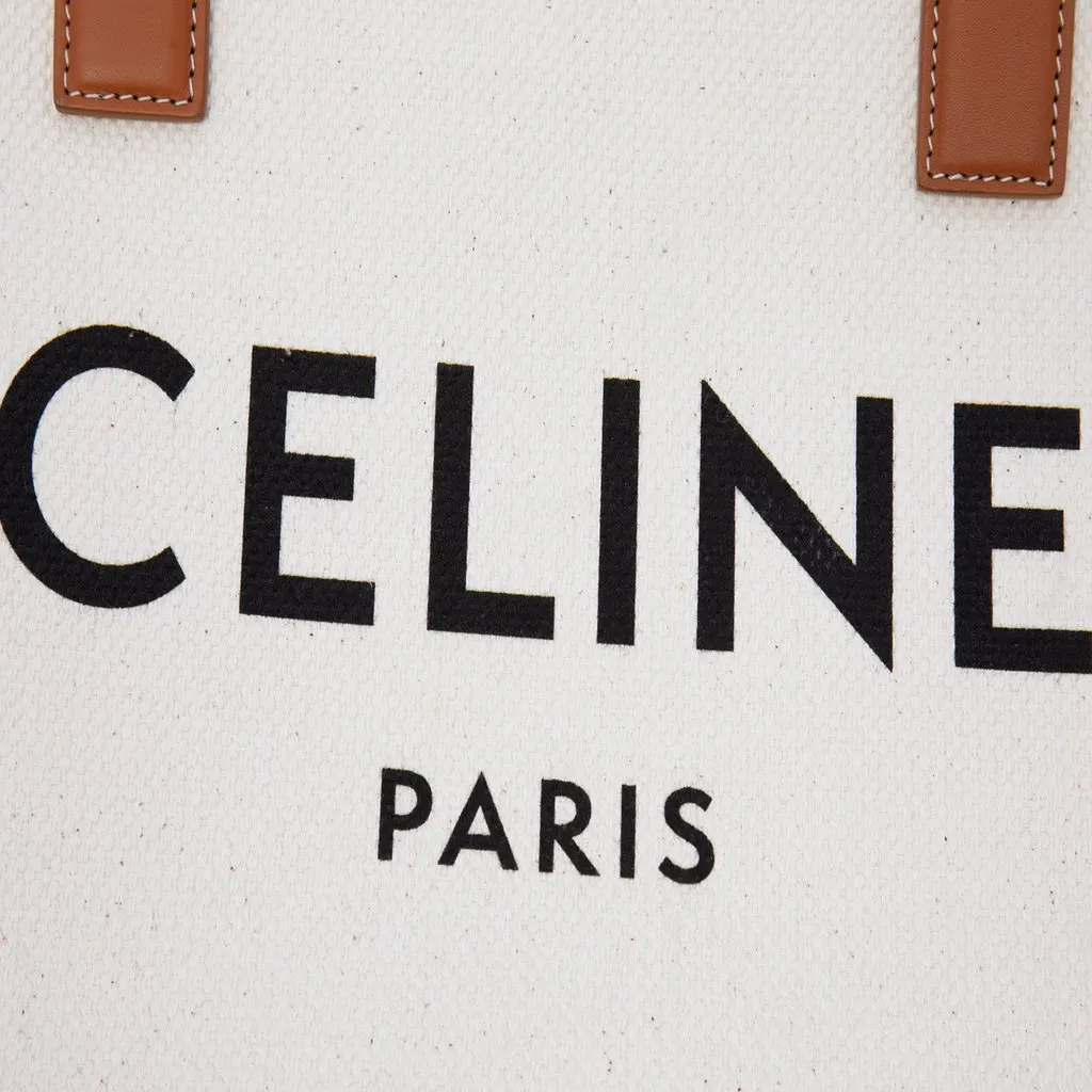Celine Small Canvas Logo Print Horizontal Cabas Tote Brown Very good - Box View