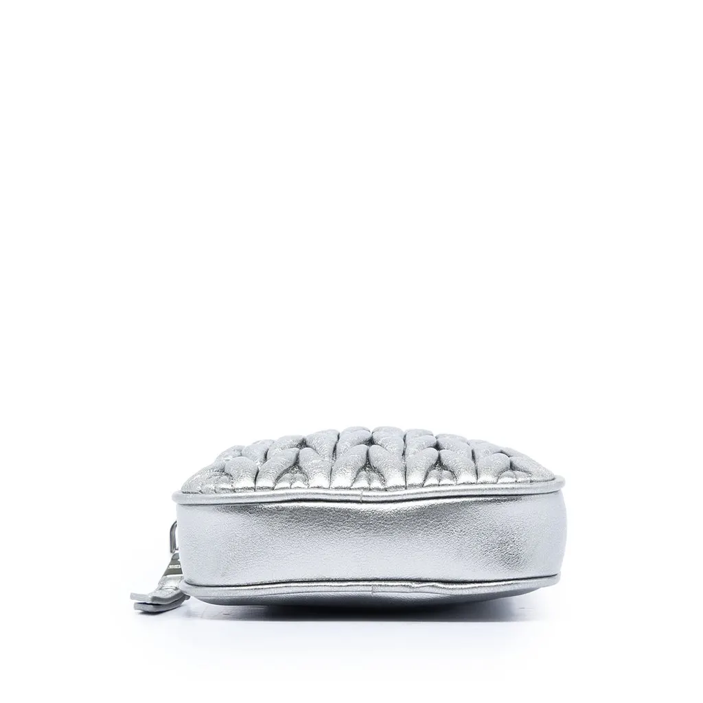 Miu Miu Matelasse Metallic Nappa Phone Holder Crossbody Silver Leather Very good - Inside View