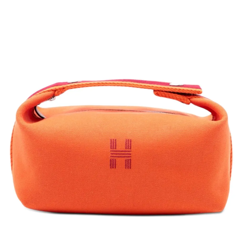 Hermès Small Toile Bride A Brac Case Orange Very good - Front View