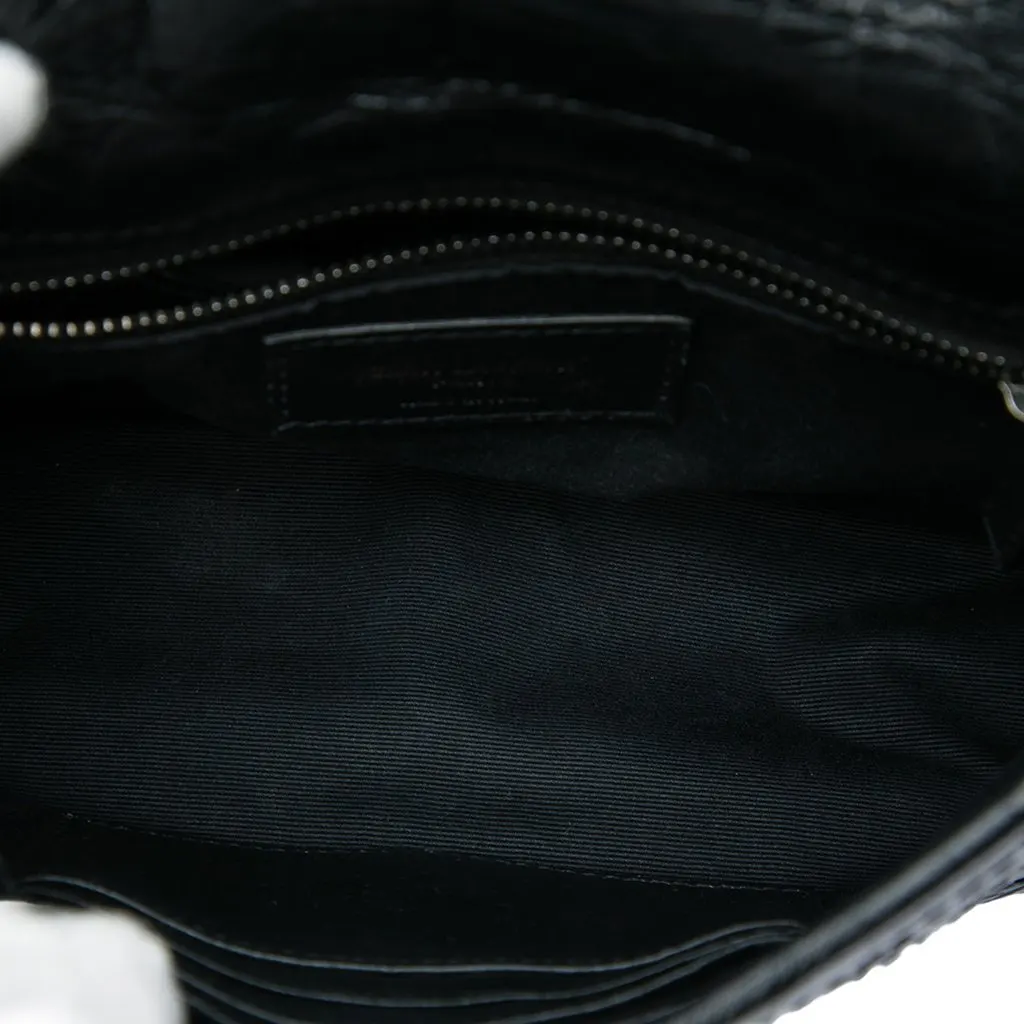 Saint Laurent Crinkled Calfskin Niki Wallet on Chain Black Leather Very good - Model View