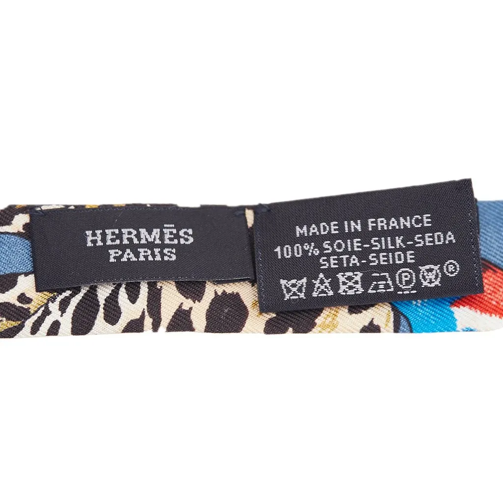 Hermès Jungle Love Love Doll Silk Twilly Scarf Blue Very good - Back View