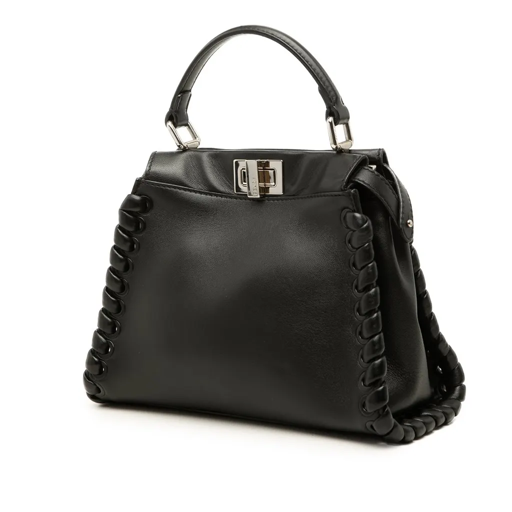 Fendi Mini Leather Lace Up Peekaboo Iconic Satchel Black Leather Very good - Back View