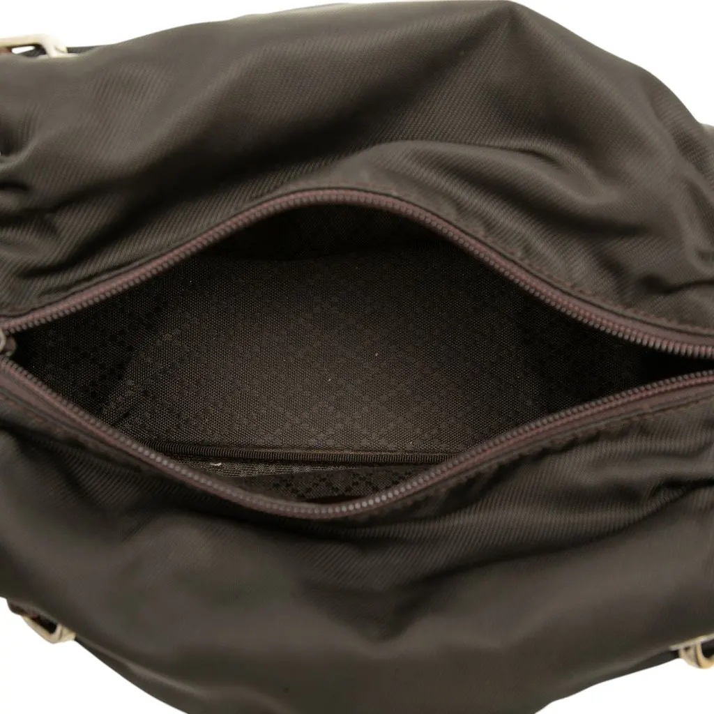 Gucci Nylon Bamboo Handbag Brown Very good - Model View