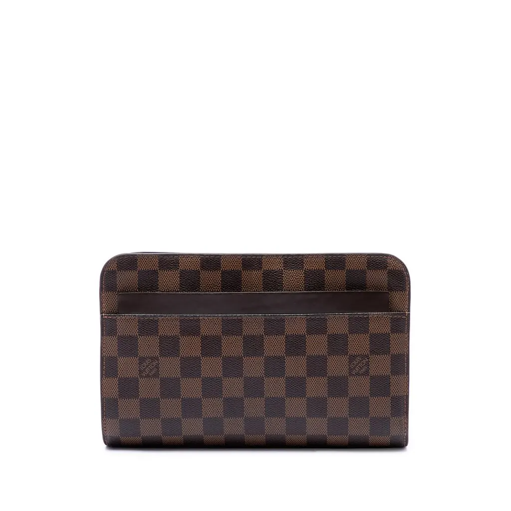Louis Vuitton Damier Ebene Saint Louis Pochette Brown Canvas Good - Front View