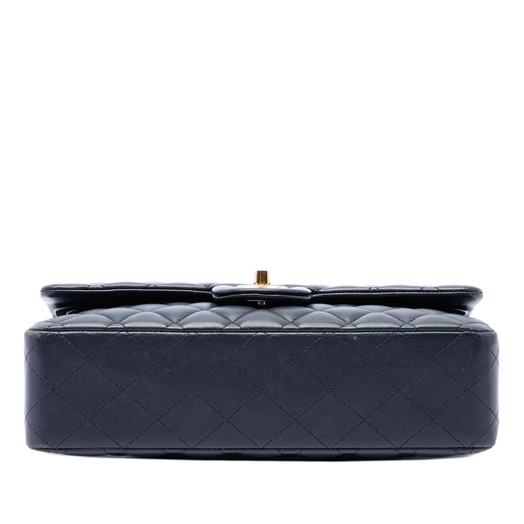 Chanel Medium Classic Lambskin Double Flap Blue Leather Very good - Inside View