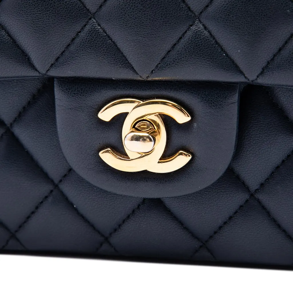 Chanel Medium Classic Lambskin Double Flap Blue Leather Very good - Box View