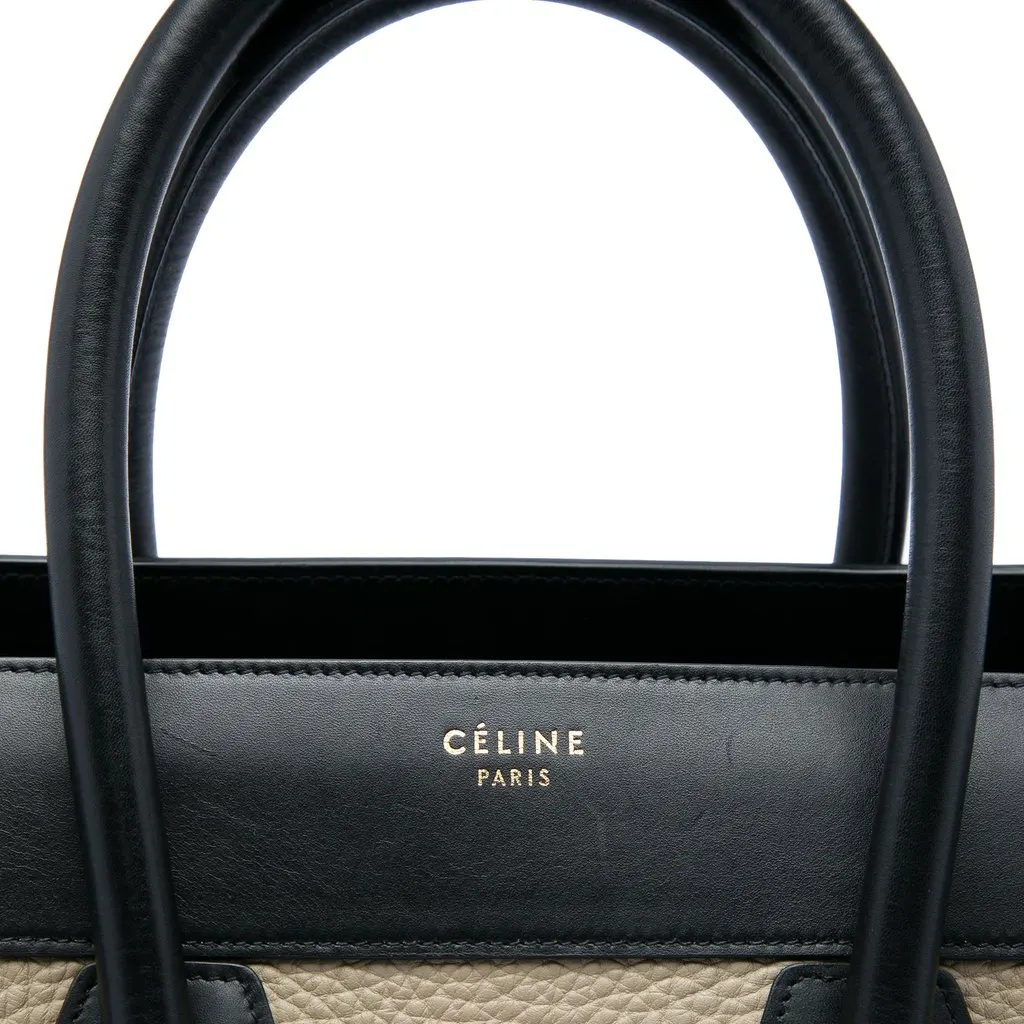 Celine Mini Tricolor Calfskin and Nubuck Luggage Tote Beige Leather Very good - Box View