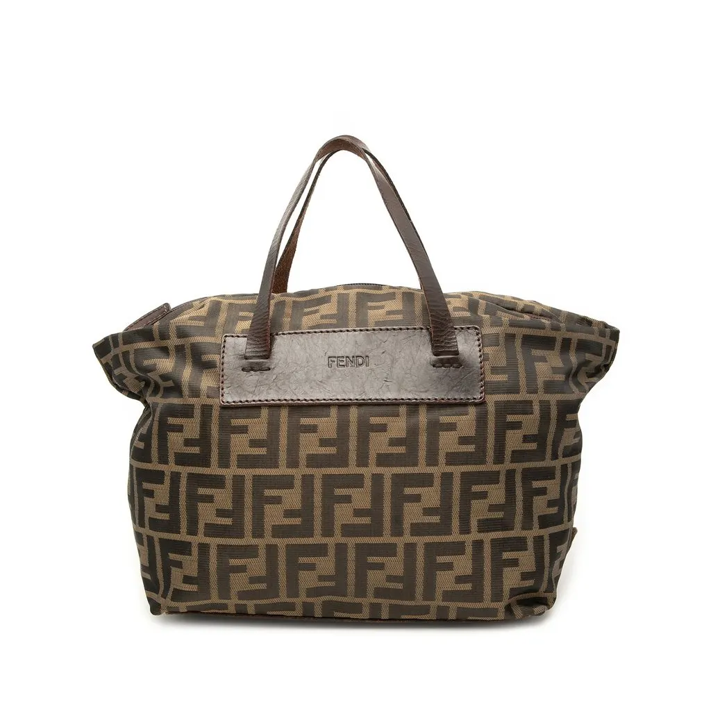 Fendi Zucca Canvas Handbag Brown Very good - Front View