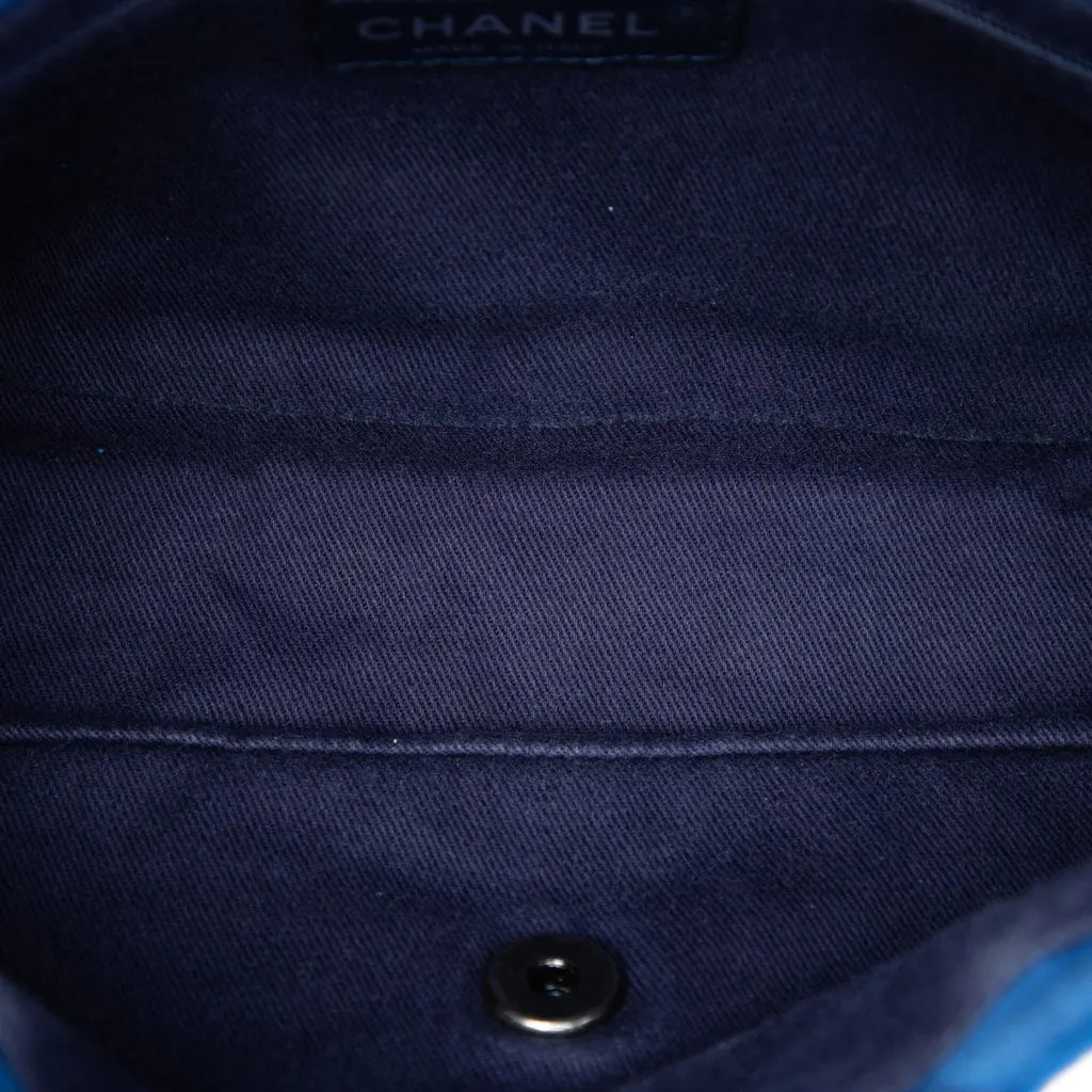 Chanel Medium CC Quilted Suede Whipstitch Single Flap Blue Leather Very good - Model View