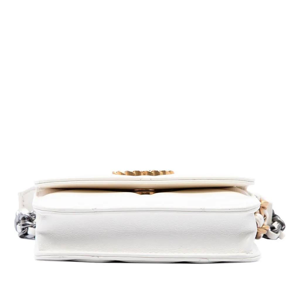 Chanel Quilted Lambskin 19 Flap Coin Purse With Chain White Leather Very good - Inside View