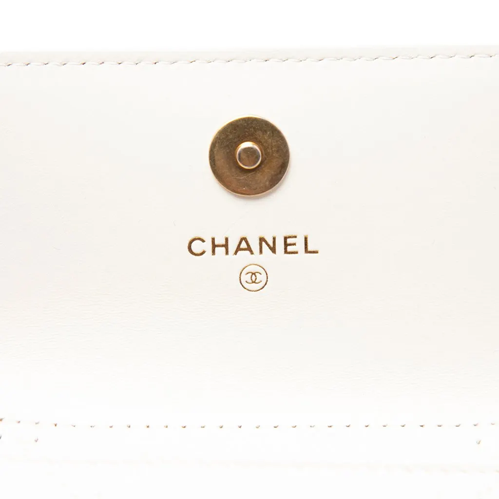 Chanel Quilted Lambskin 19 Flap Coin Purse With Chain White Leather Very good - Box View