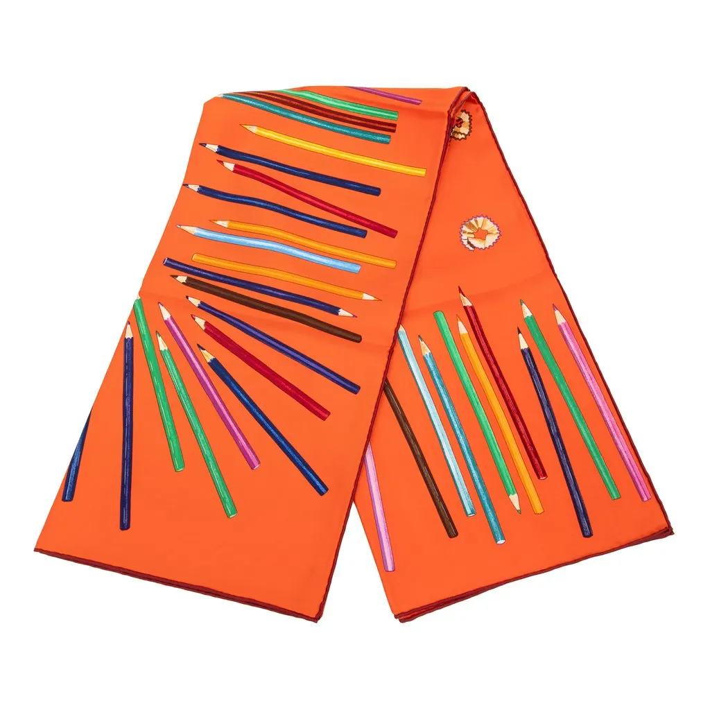 Hermès A Vos Crayons Silk Scarf 90