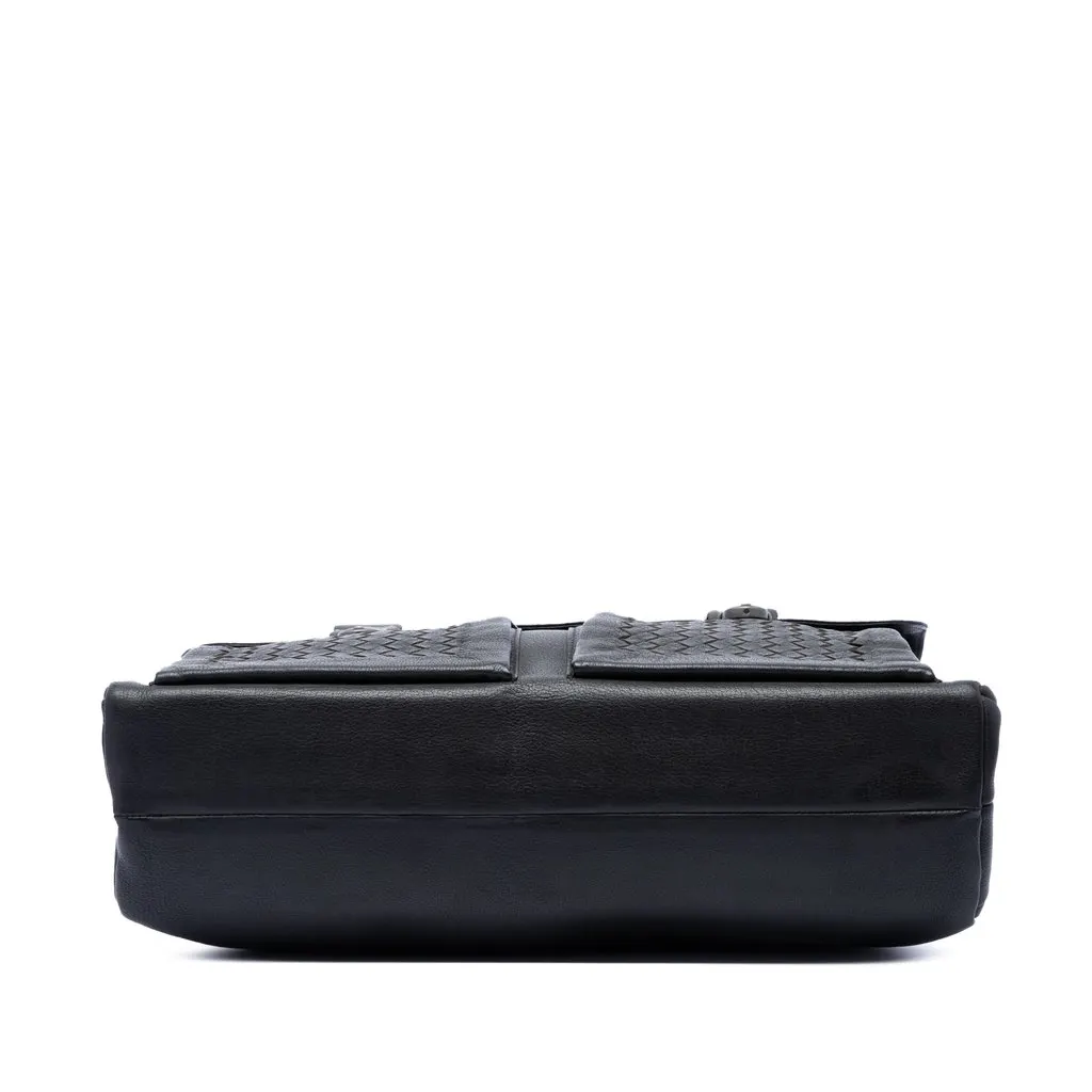 Bottega Veneta Intrecciato Trimmed Nappa Business Bag Black Leather Very good - Inside View
