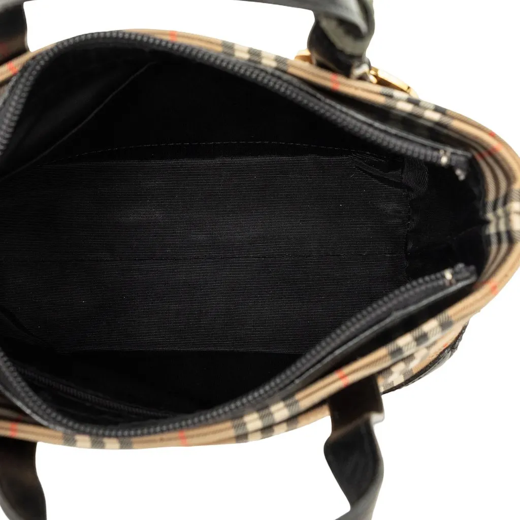 Burberry Haymarket Check Canvas Handbag Beige Canvas Good - Model View