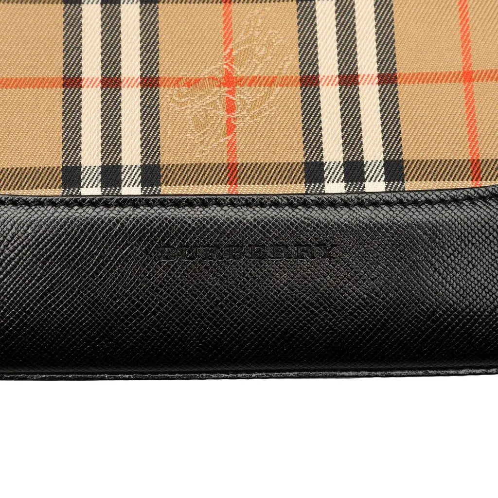 Burberry Haymarket Check Canvas Handbag Beige Canvas Good - Box View