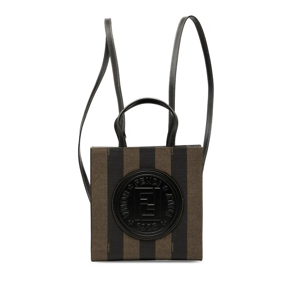 Fendi Mini Pequin Coated Canvas Convertible Backpack Black Very good - Front View