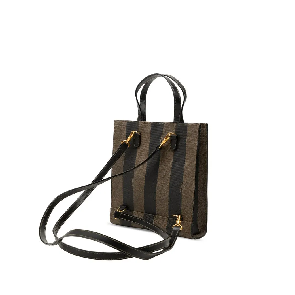 Fendi Mini Pequin Coated Canvas Convertible Backpack Black Very good - Back View