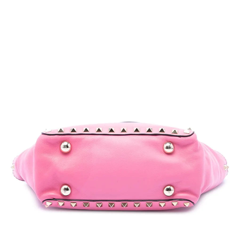 Valentino Mini Leather Rockstud Trapeze Satchel Pink Leather Very good - Inside View