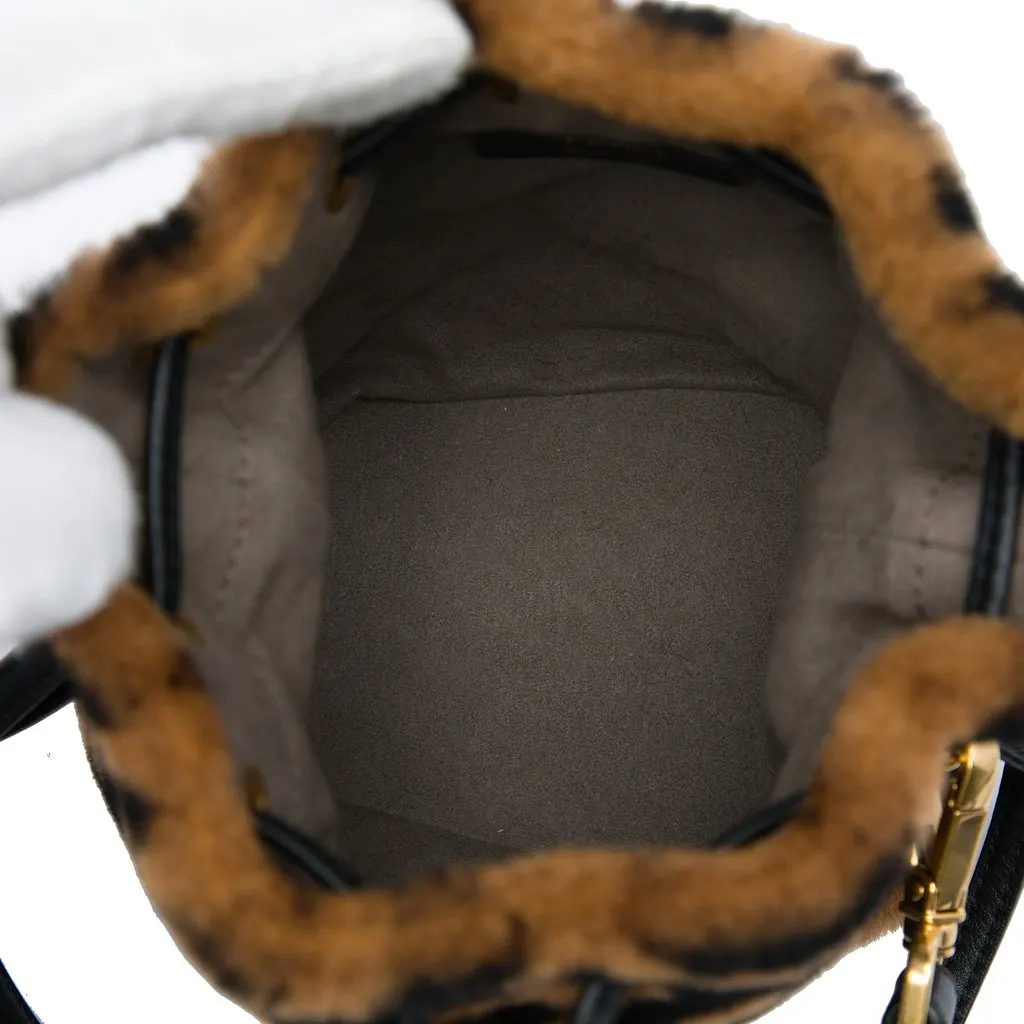 Fendi Mini Zucca Shearling Mon Tresor Bucket Bag Brown Fur Very good - Model View