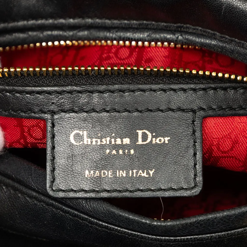Dior Medium Lambskin Cannage Lady Dior Black Leather Very good - Box View
