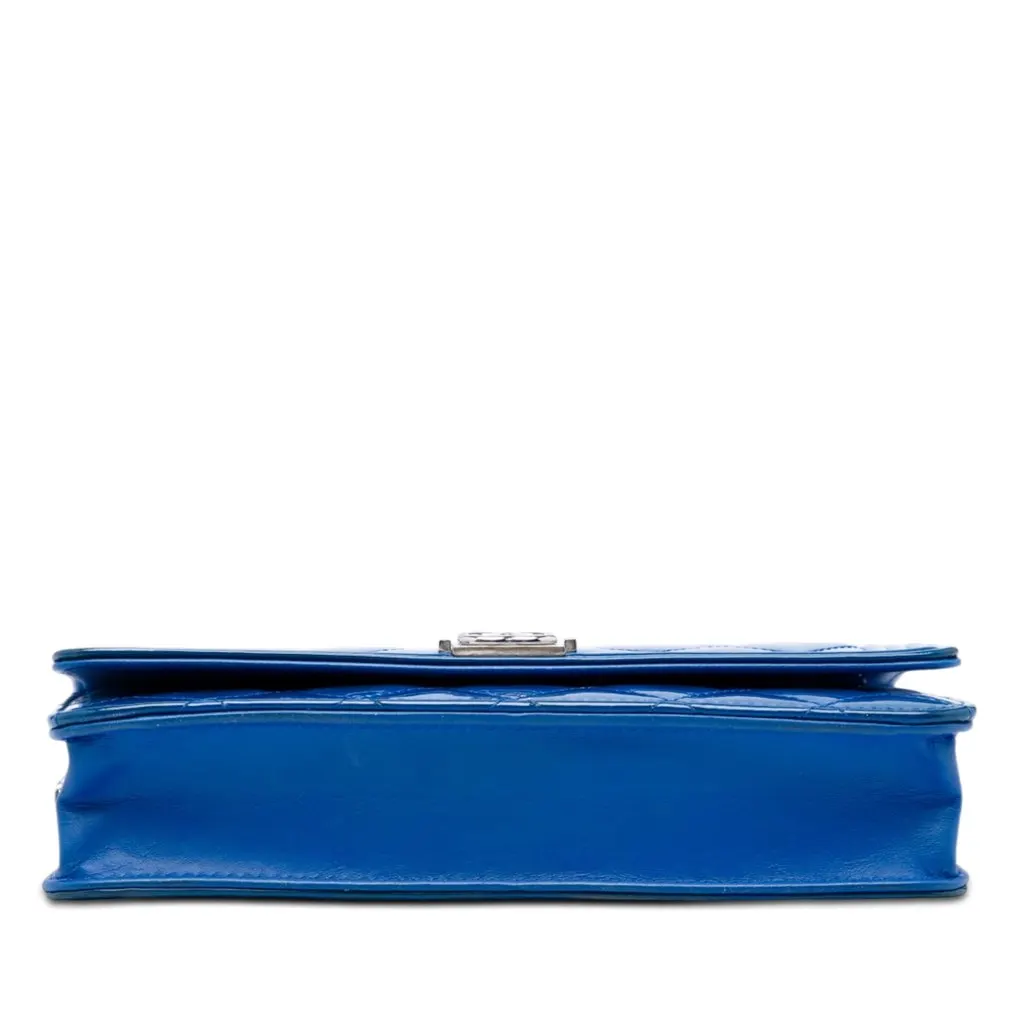 Chanel Quilted Patent Boy Wallet on Chain Blue Leather Very good - Inside View