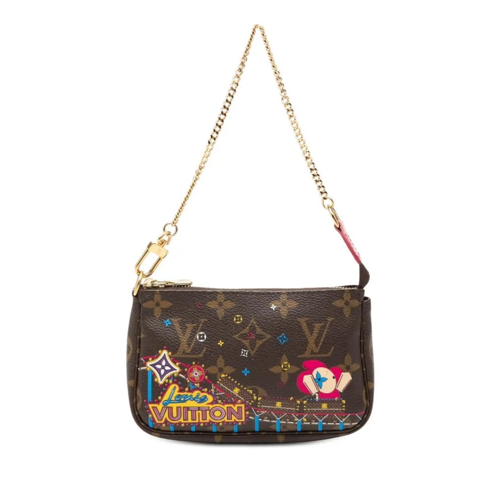 Louis Vuitton Monogram Vivienne Christmas Roller Coaster Mini Pochette Accessoires Brown Very good - Front View