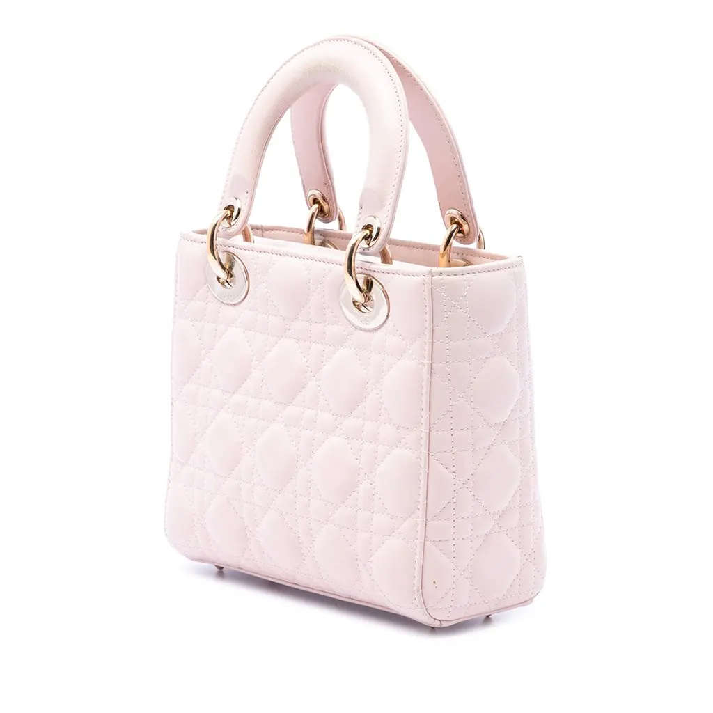 Dior Small Lambskin Cannage My ABCDior Lady Dior Pink Leather Very good - Back View