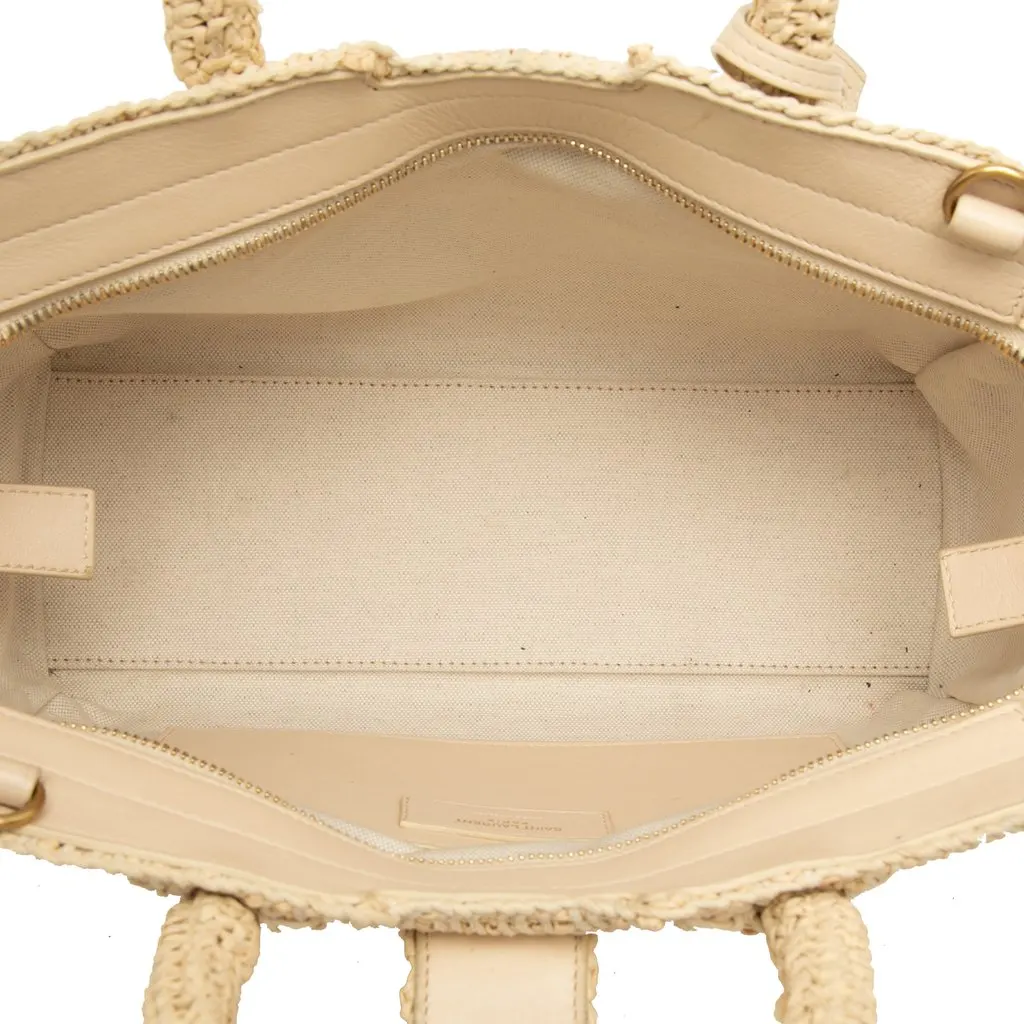Saint Laurent Baby Raffia Monogram Downtown Cabas Beige Very good - Model View
