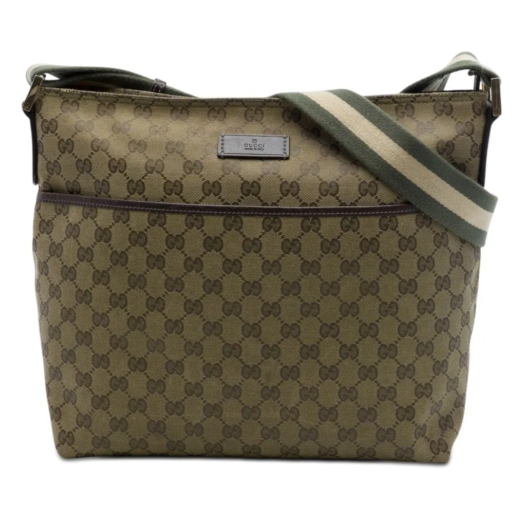 Gucci GG Canvas Web Crossbody Beige Very good - Front View
