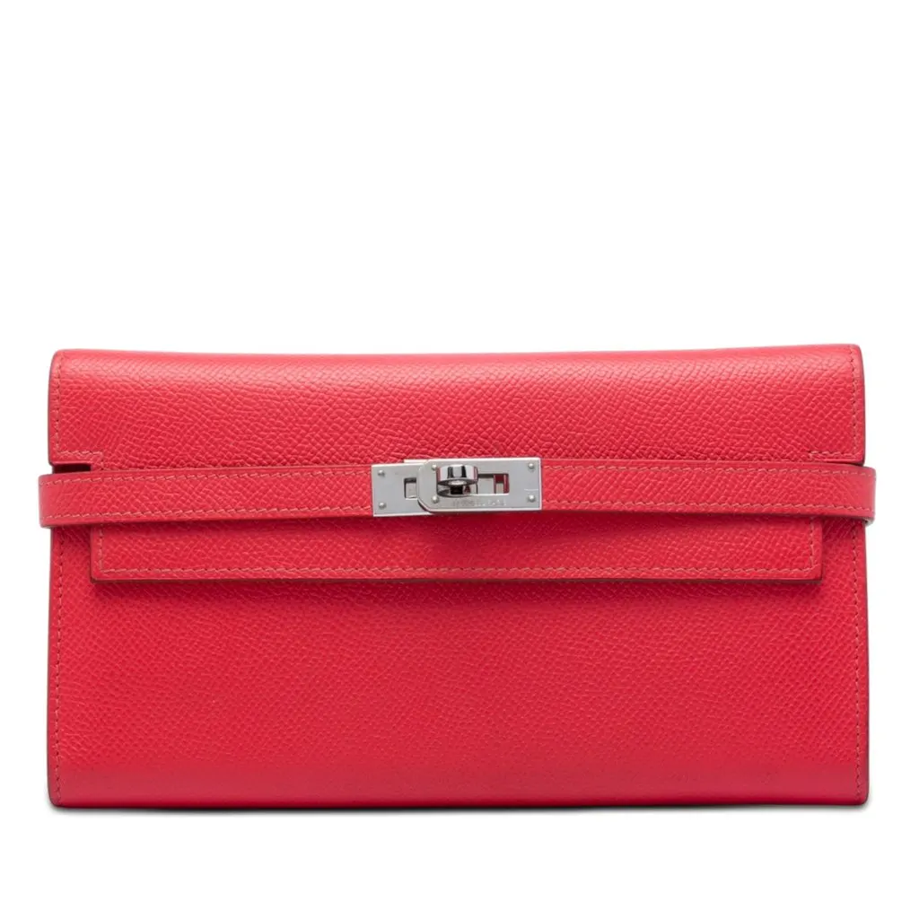 Hermès Epsom Mysore Kelly Longue Wallet Red Leather Very good - Front View