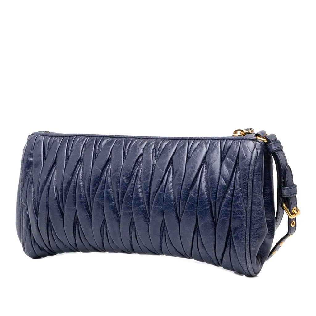 Miu Miu Matelasse Nappa Clutch Blue Leather Very good - Back View