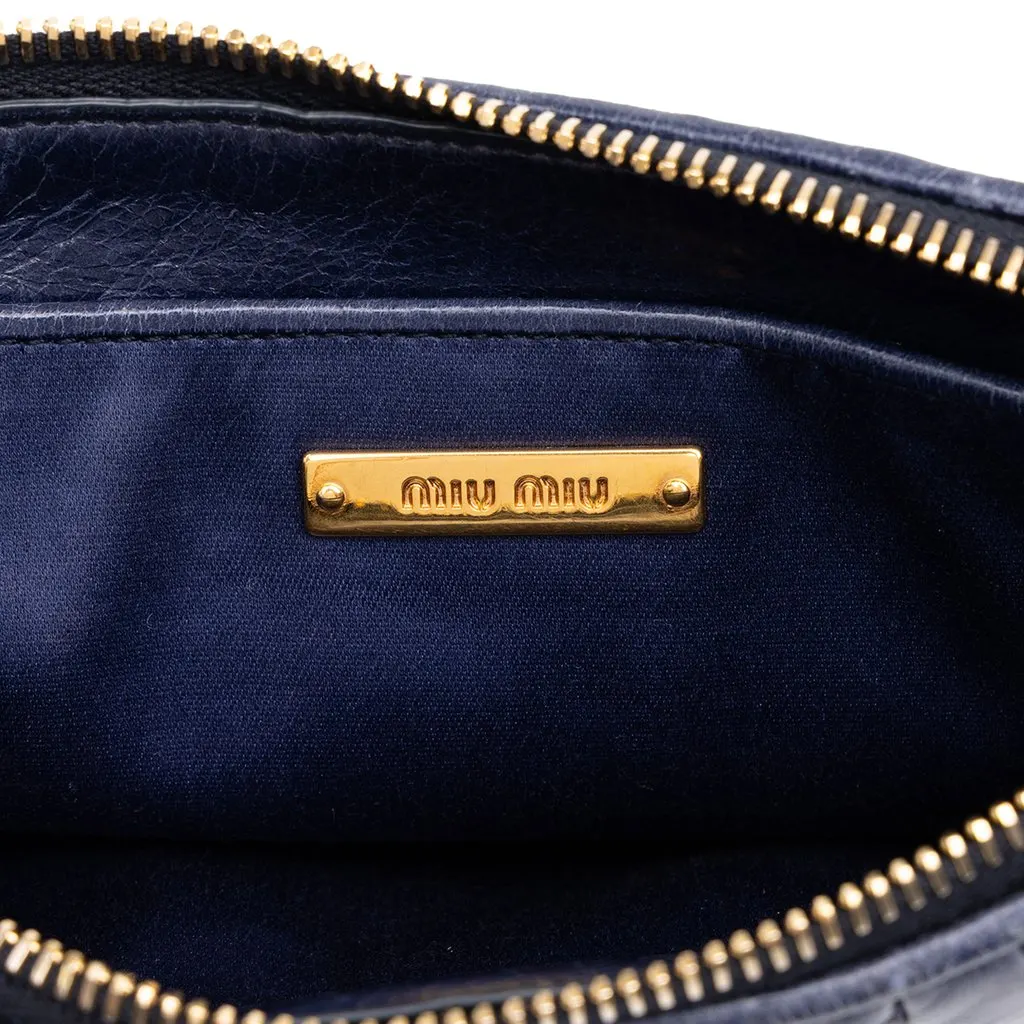 Miu Miu Matelasse Nappa Clutch Blue Leather Very good - Box View