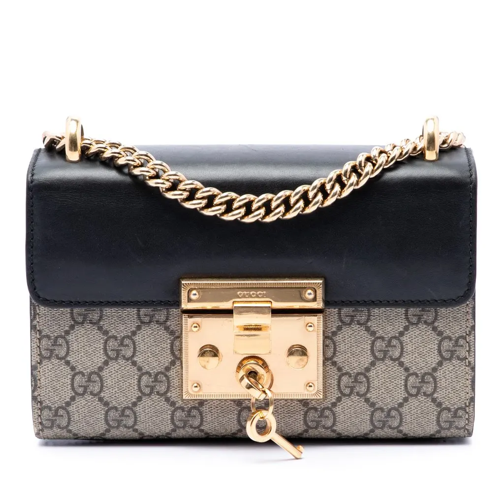 Gucci Small GG Supreme Padlock Crossbody Beige Canvas Very good - Front View