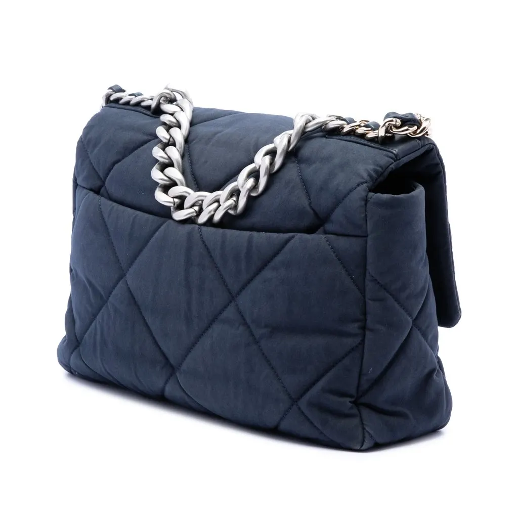 Chanel Large Canvas 19 Flap Blue Very good - Back View