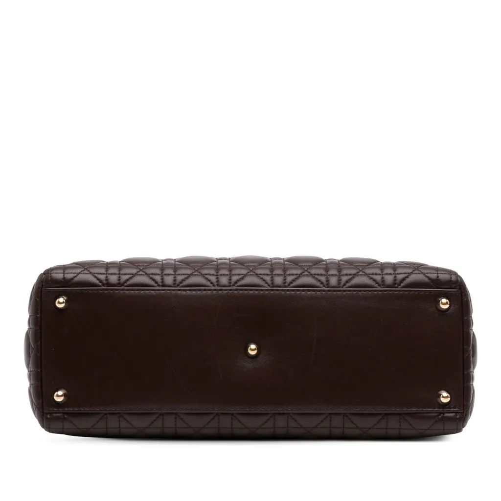 Dior Large Lambskin Cannage Lady Dior Brown Leather Very good - Inside View