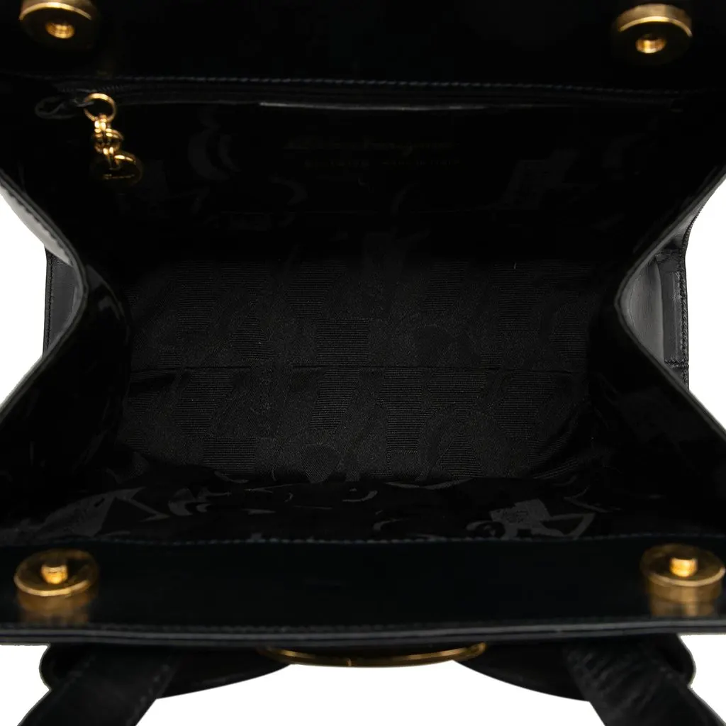 Ferragamo Leather Vara Bow Satchel Black Leather Very good - Model View