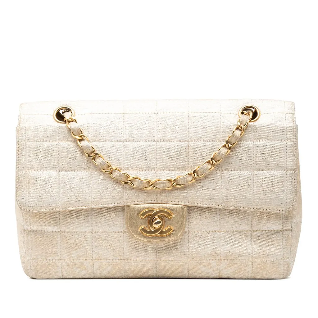 Chanel New Travel Line Medium Metallic Nylon Single Flap Gold Very good - Front View