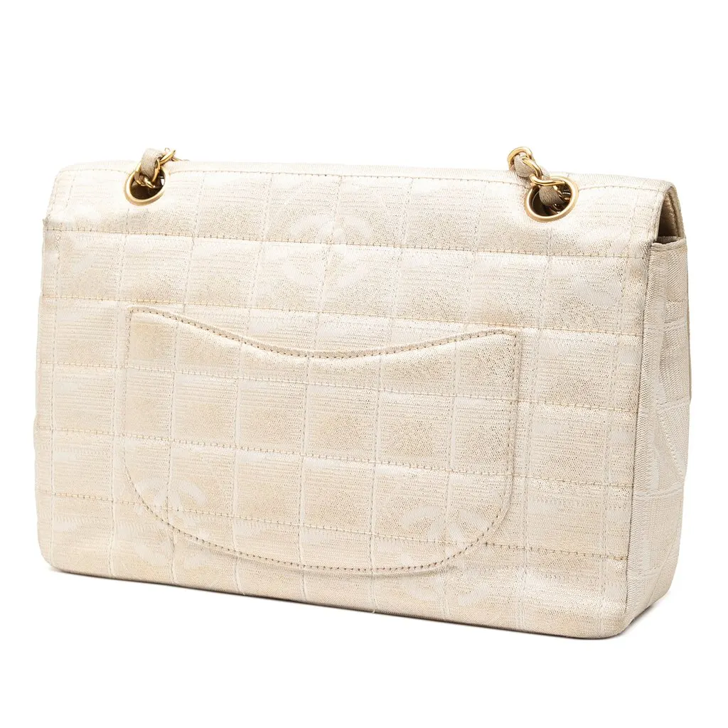 Chanel New Travel Line Medium Metallic Nylon Single Flap Gold Very good - Back View