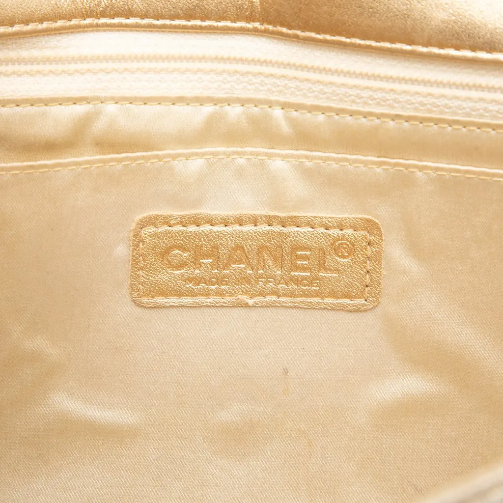 Chanel New Travel Line Medium Metallic Nylon Single Flap Gold Very good - Box View