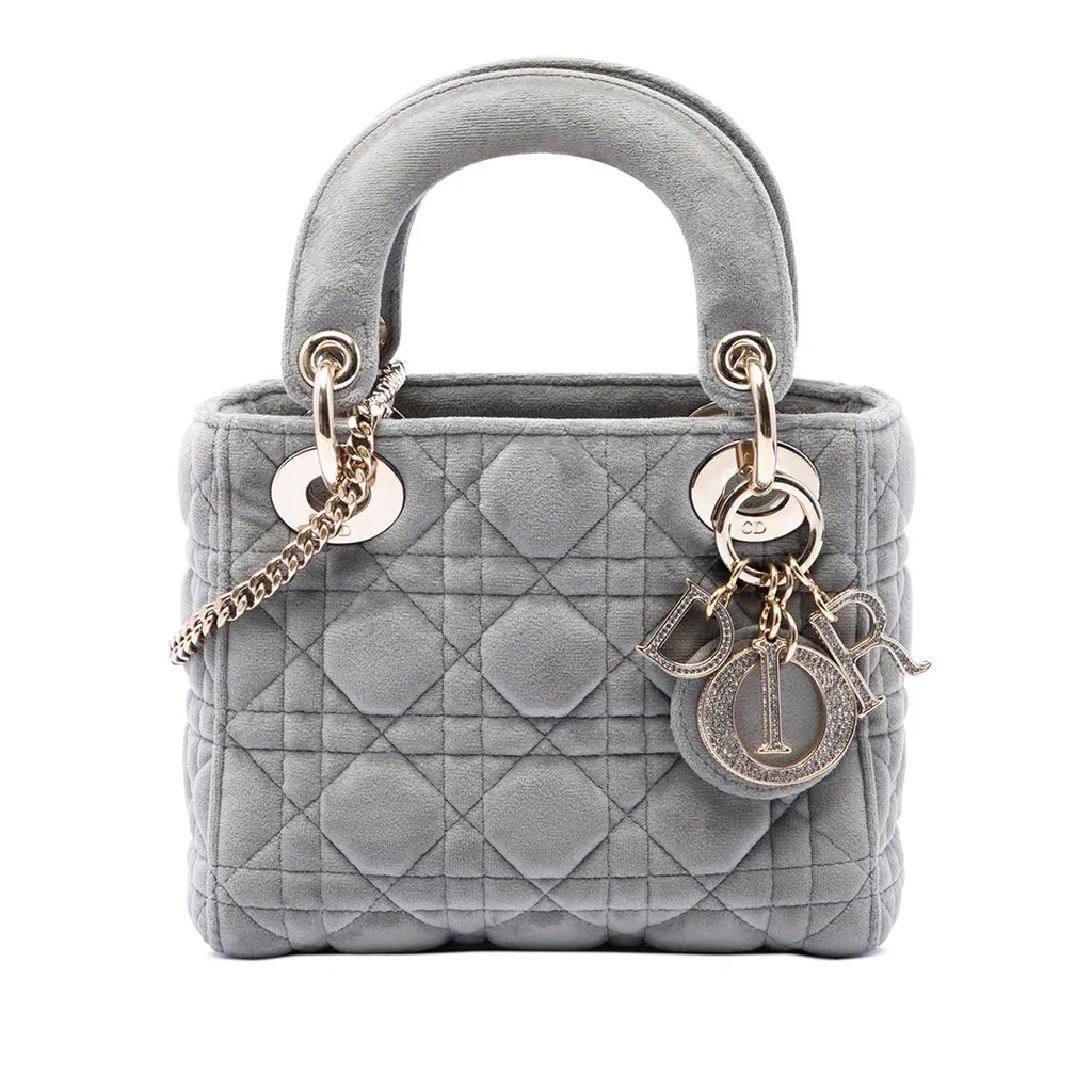 Dior Mini Velvet Cannage Lady Dior MultiColor Very good - Front View