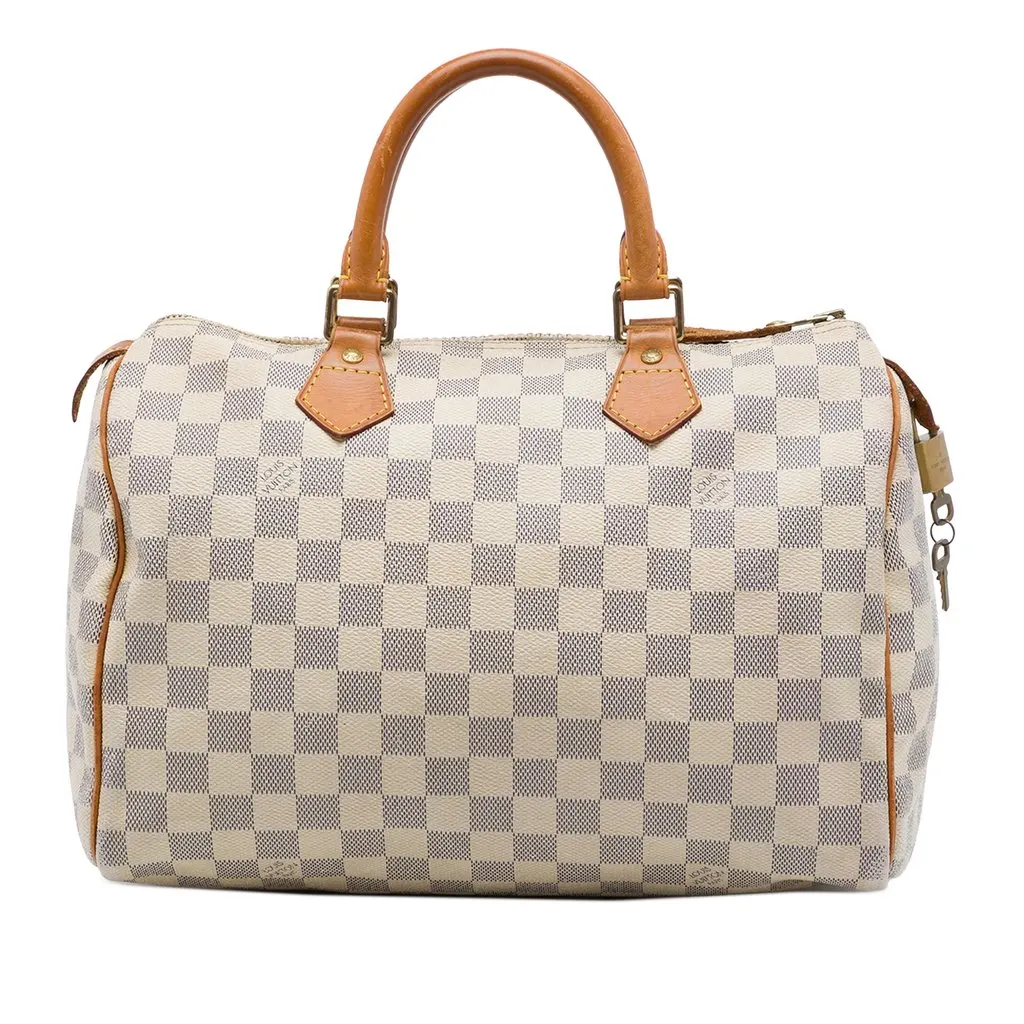 Louis Vuitton Damier Azur Speedy 30 White Canvas Very good - Front View