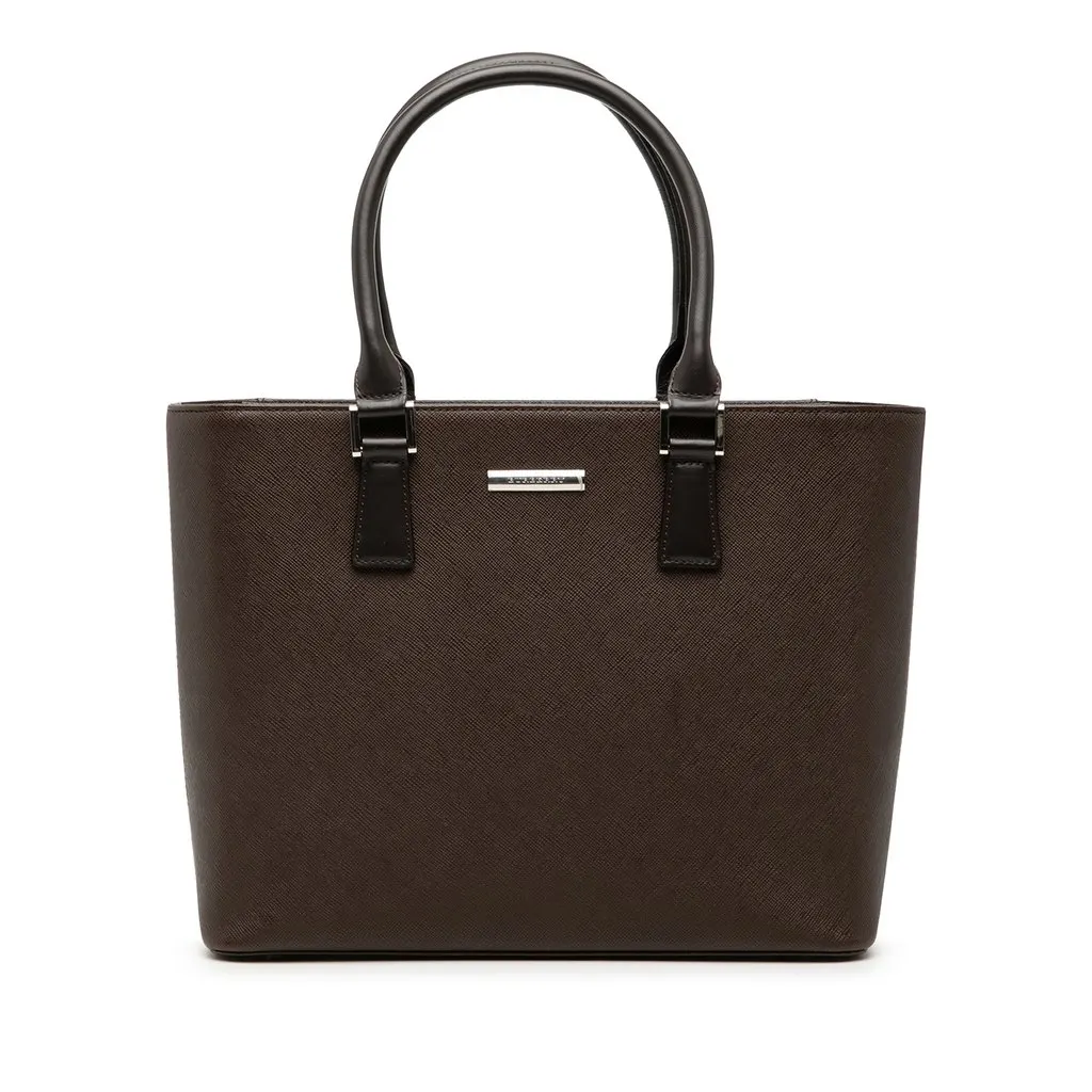 Burberry Leather Tote Brown Leather Good - Front View