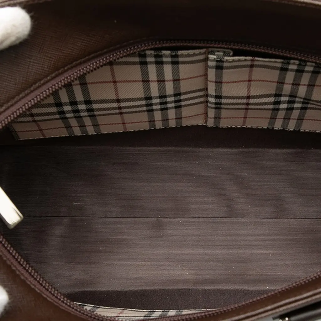 Burberry Leather Tote Brown Leather Good - Model View