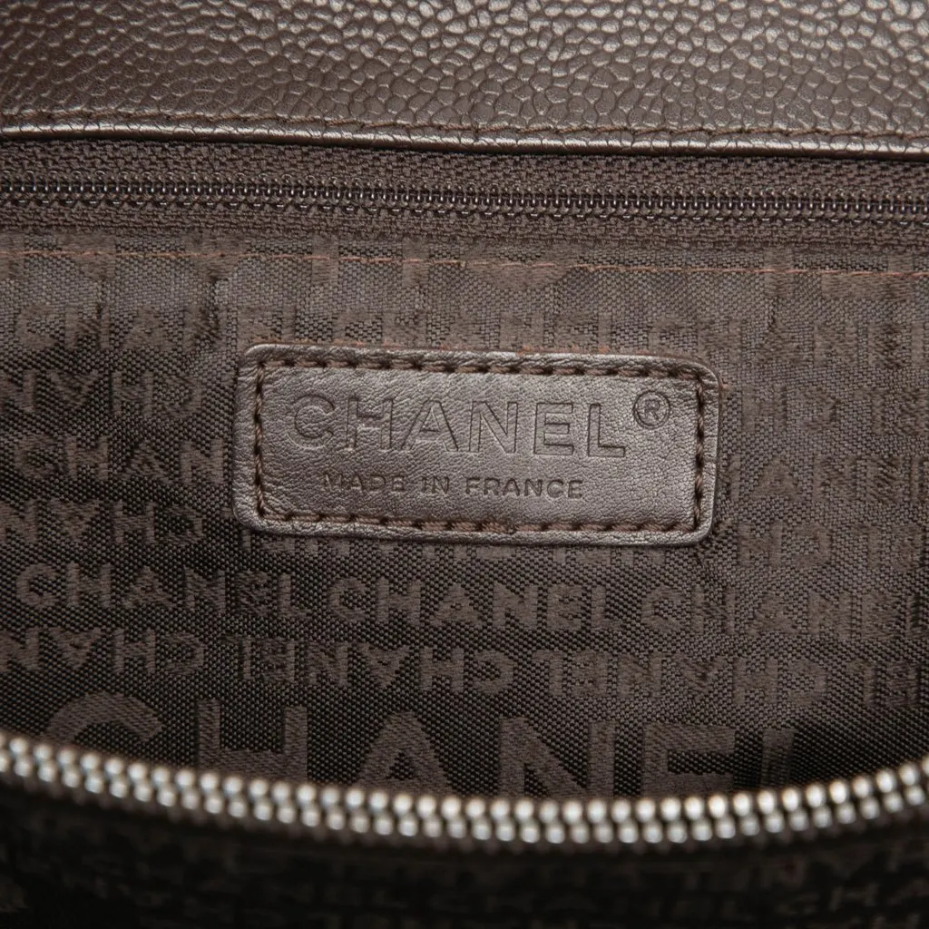 Chanel Chocolate Bar Stitched Caviar Tote Brown Leather Very good - Box View