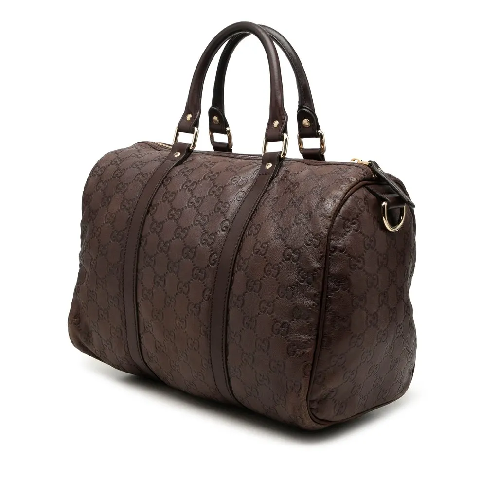 Gucci Medium Guccissima Joy Boston Bag Brown Leather Good - Back View